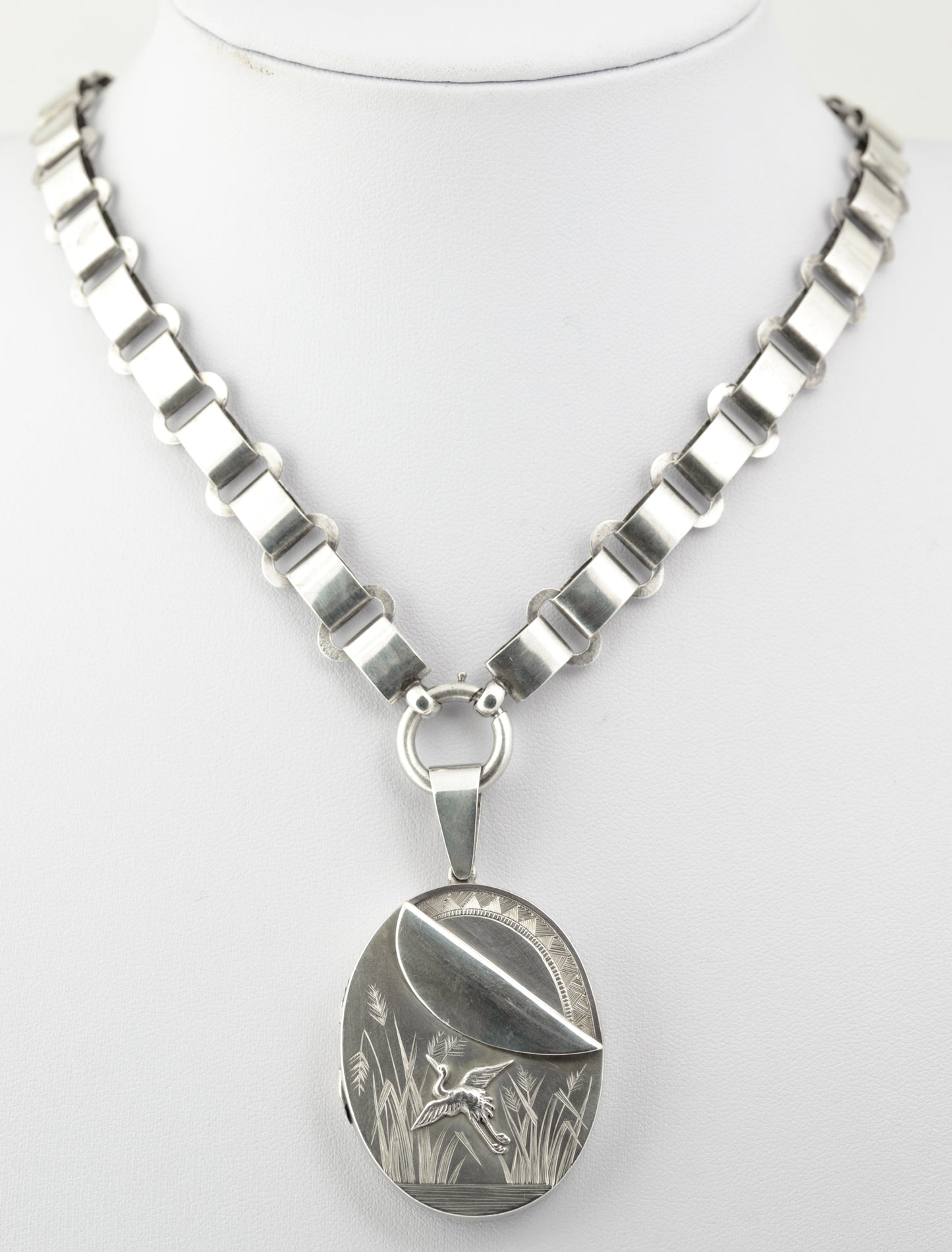 Antique Victorian Sterling Silver Book Chain & Locket Aesthetic Period c.1880 (B2659)