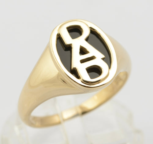 9ct Solid Gold DAD Signet Ring With Black Onyx - Hallmarked - Gift Boxed (B2661)