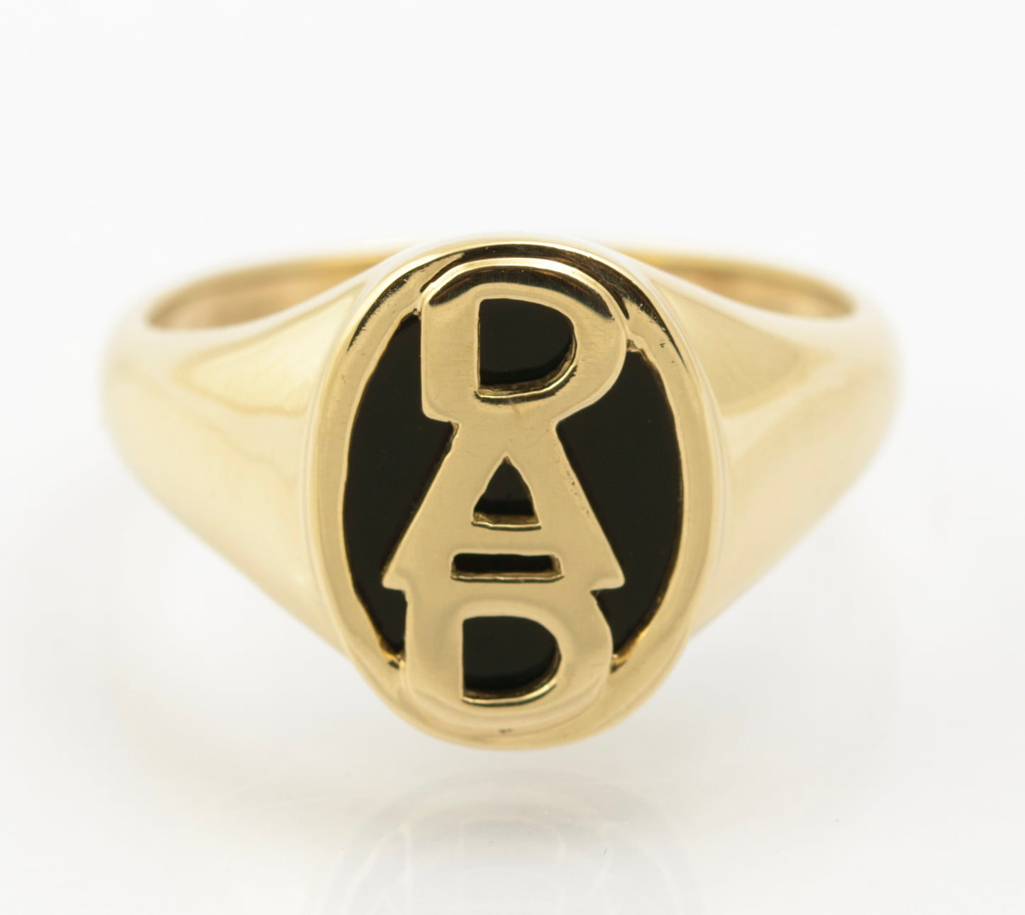9ct Solid Gold DAD Signet Ring With Black Onyx - Hallmarked - Gift Boxed (B2661)