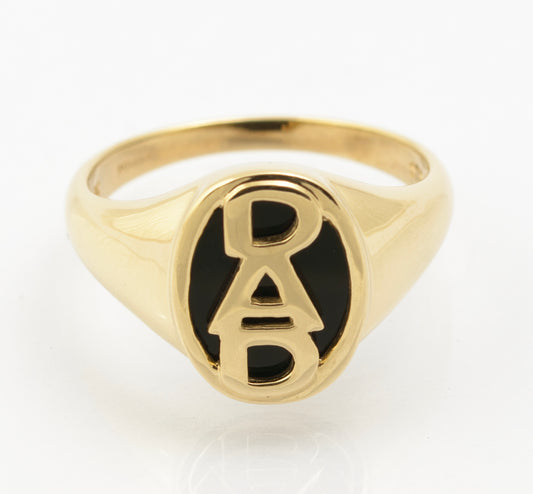 9ct Solid Gold DAD Signet Ring With Black Onyx - Hallmarked - Gift Boxed (B2661)