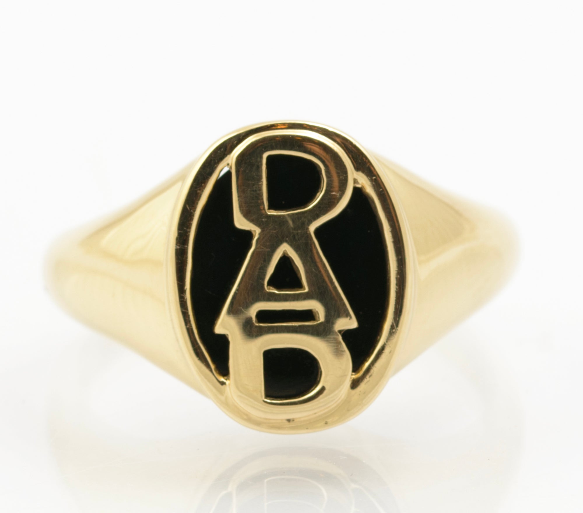 9ct Solid Gold DAD Signet Ring With Black Onyx - Hallmarked - Gift Boxed (B2661)