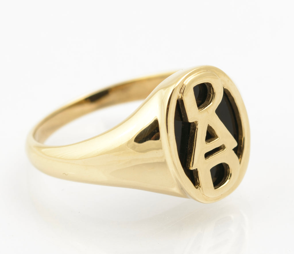 9ct Solid Gold DAD Signet Ring With Black Onyx - Hallmarked - Gift Boxed (B2661)