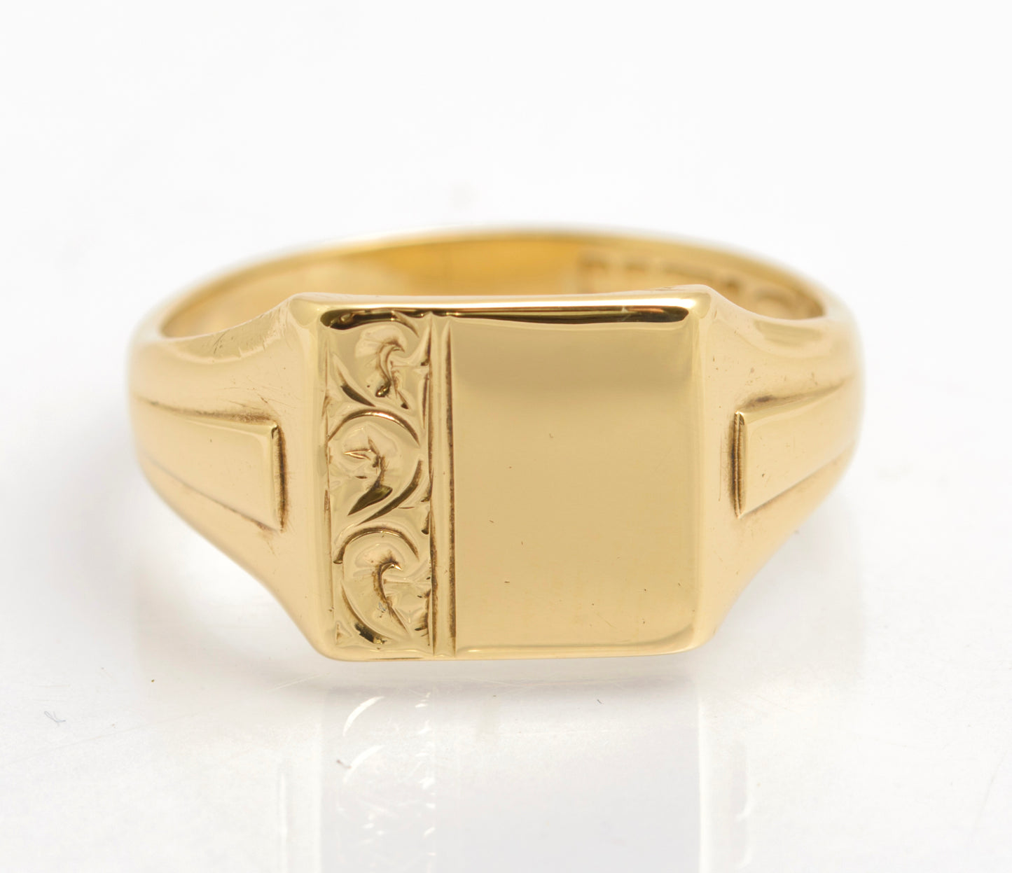 Vintage 9ct Solid Gold Signet Ring Unisex 1960's Hallmark UK Size R (C2674)
