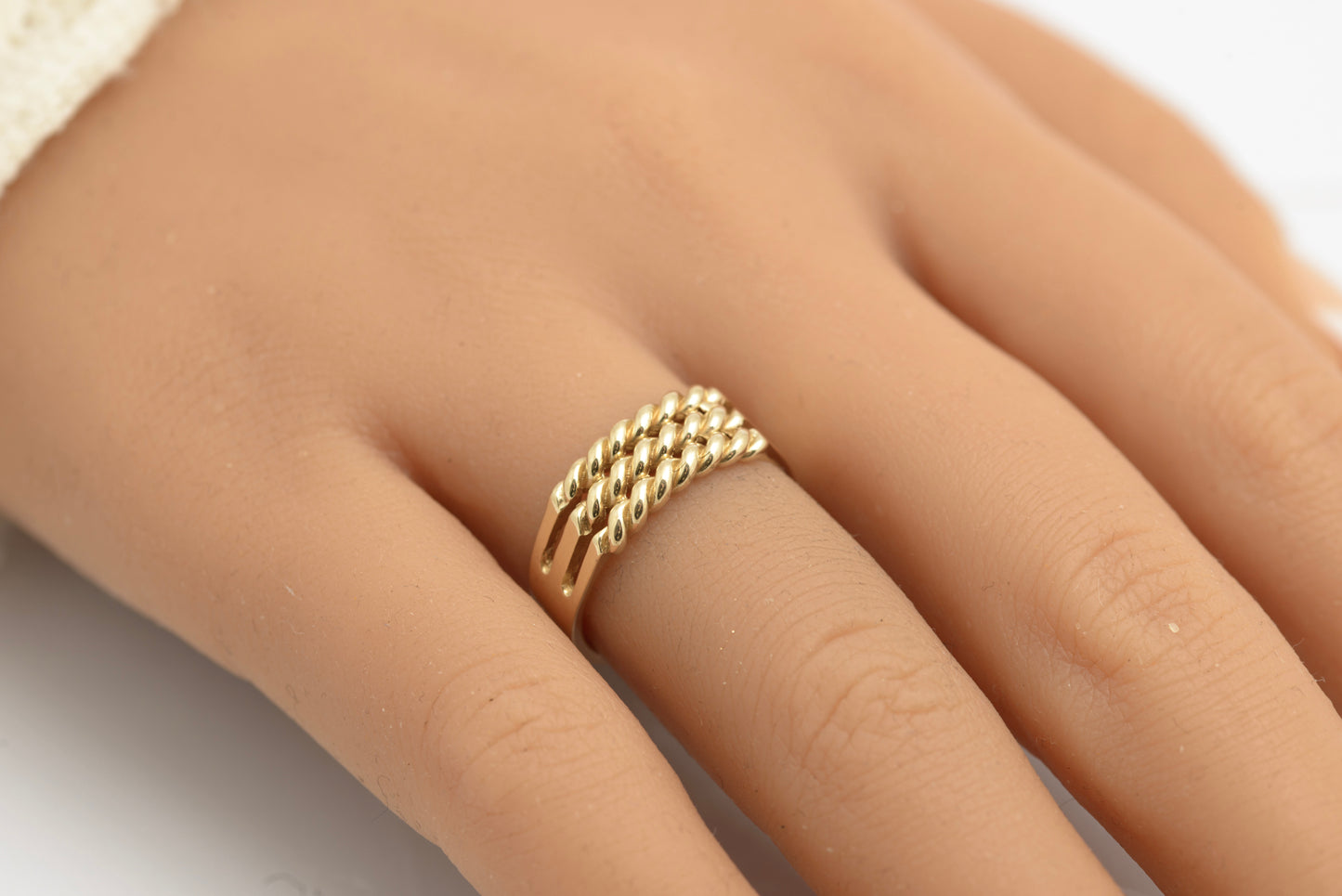 Vintage Solid 9ct Gold Rope Twist Ring Keeper / Signet Design Hallmarked 1994 (C2676)