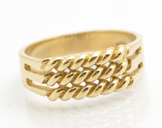 Vintage Solid 9ct Gold Rope Twist Ring Keeper / Signet Design Hallmarked 1994 (C2676)