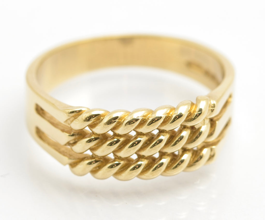 Vintage Solid 9ct Gold Rope Twist Ring Keeper / Signet Design Hallmarked 1994 UK Size N (C2676)