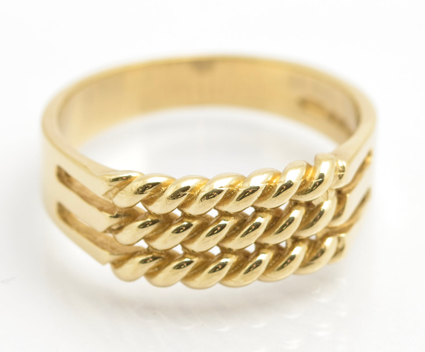 Vintage Solid 9ct Gold Rope Twist Ring Keeper / Signet Design Hallmarked 1994 (C2676)