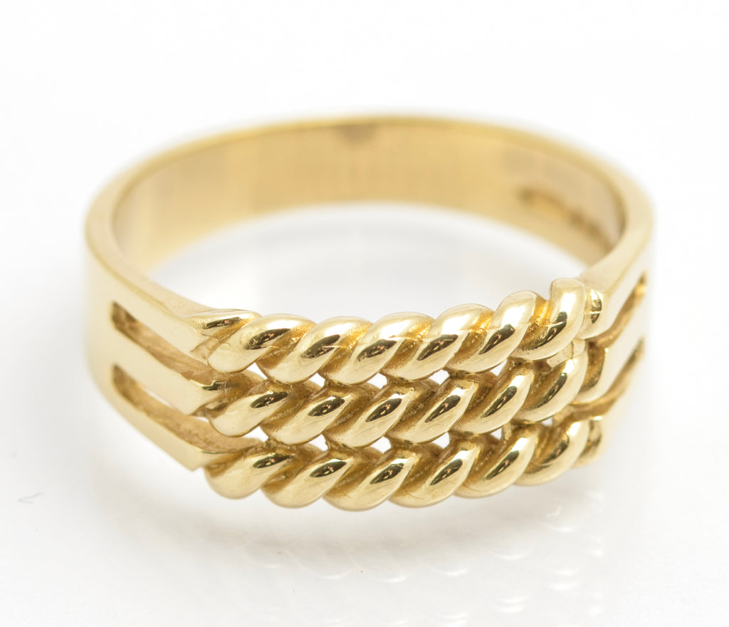 Vintage Solid 9ct Gold Rope Twist Ring Keeper / Signet Design Hallmarked 1994 UK Size N (C2676)