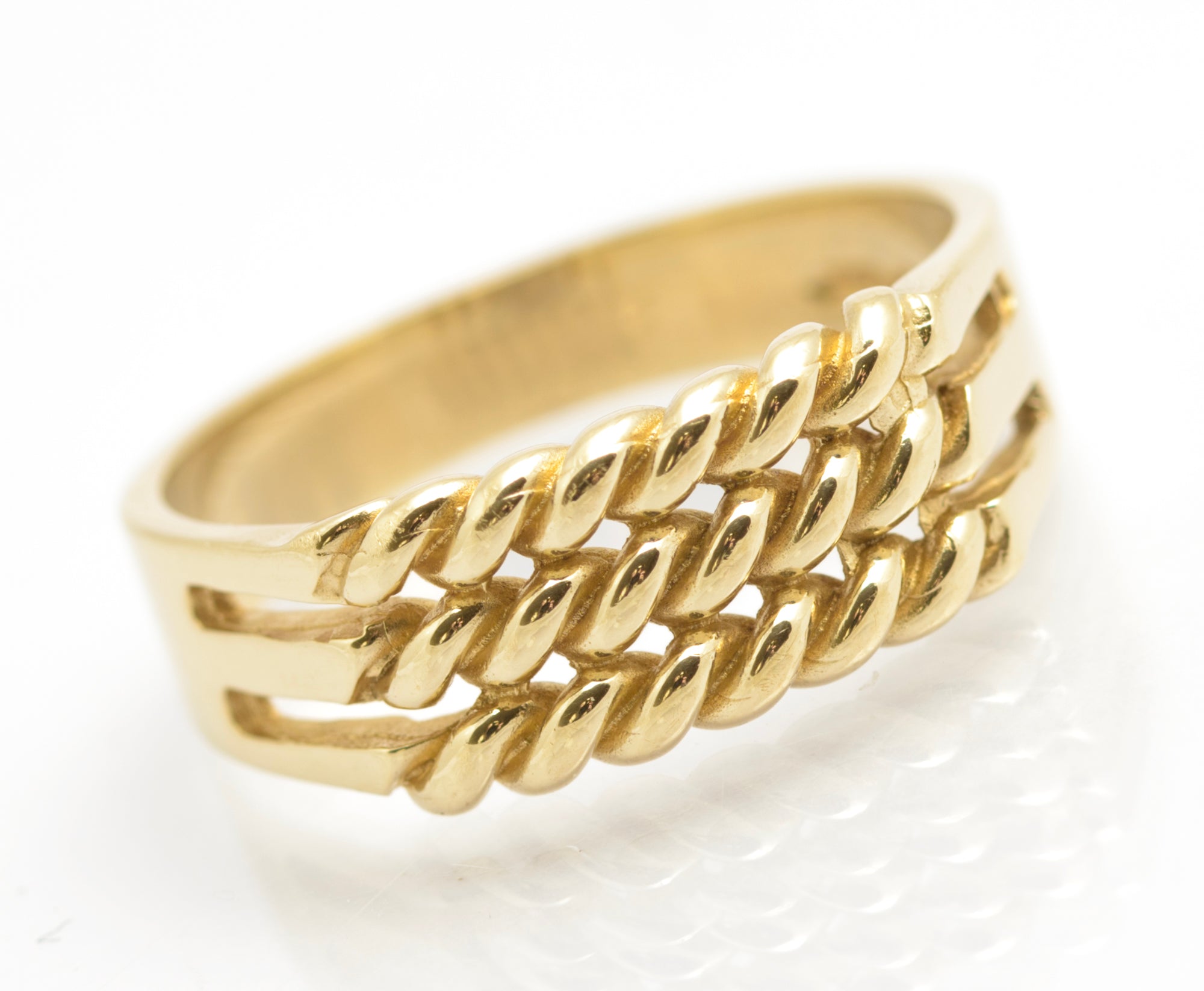 Vintage Solid 9ct Gold Rope Twist Ring Keeper / Signet Design Hallmarked 1994 UK Size N (C2676)