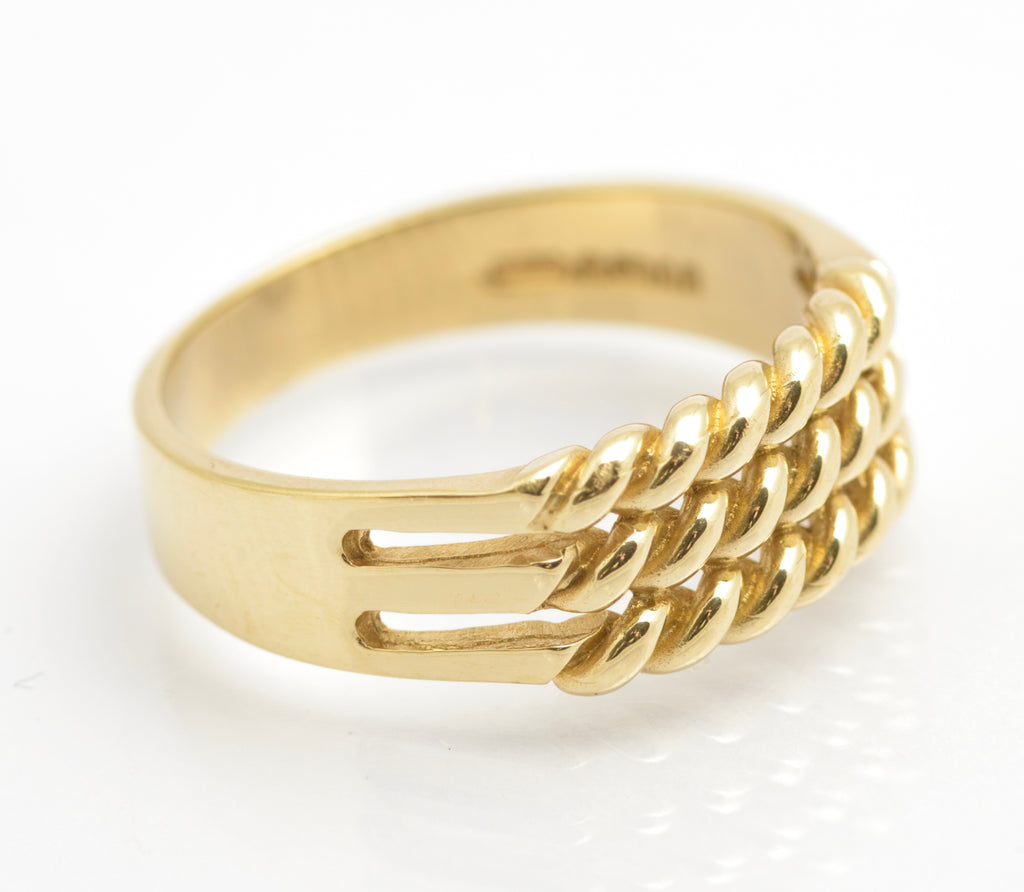 Vintage Solid 9ct Gold Rope Twist Ring Keeper / Signet Design Hallmarked 1994 UK Size N (C2676)