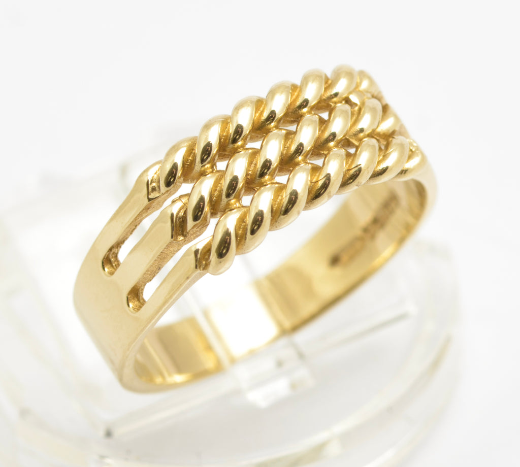 Vintage Solid 9ct Gold Rope Twist Ring Keeper / Signet Design Hallmarked 1994 UK Size N (C2676)