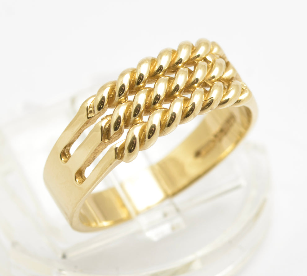 Vintage Solid 9ct Gold Rope Twist Ring Keeper / Signet Design Hallmark ...