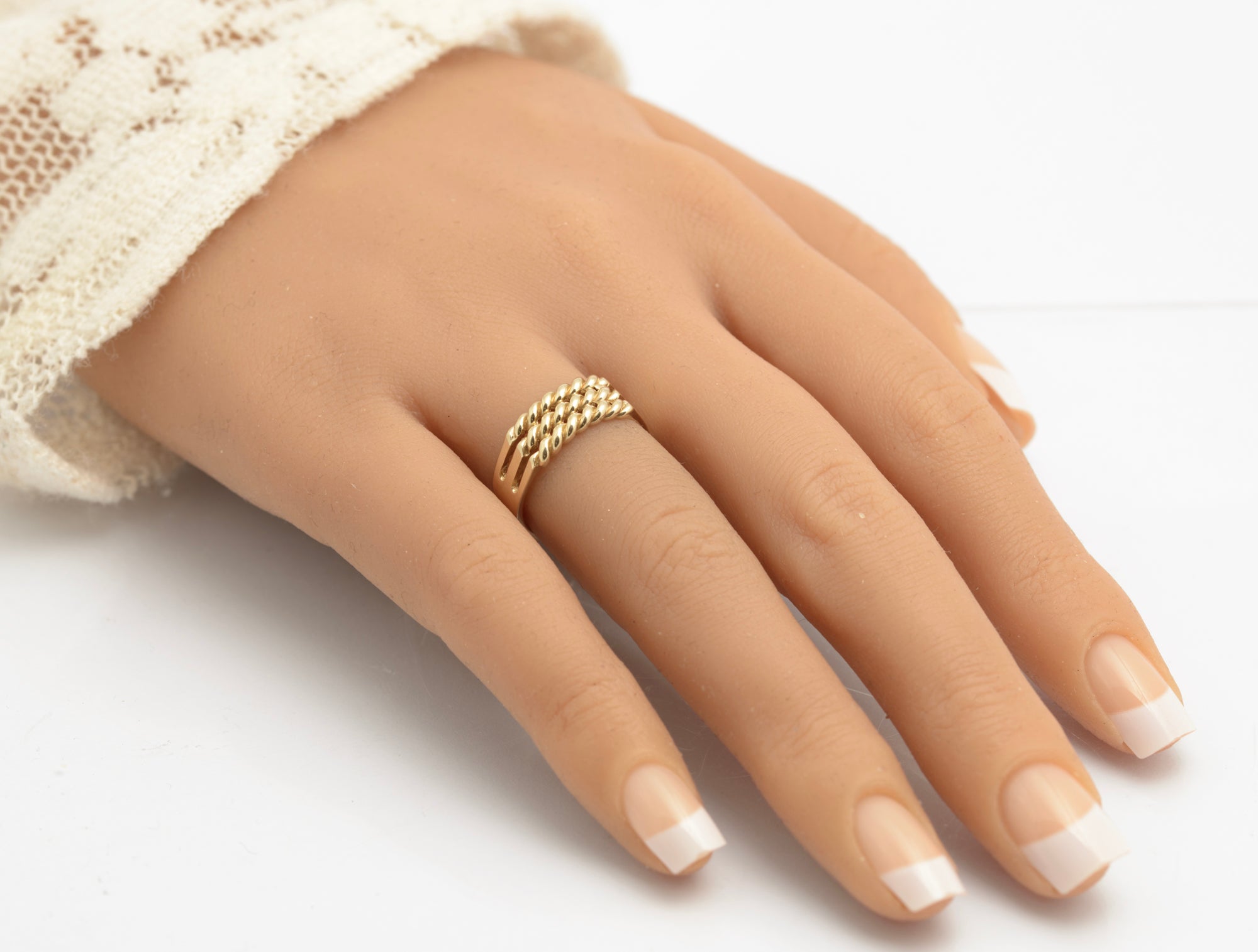 Vintage Solid 9ct Gold Rope Twist Ring Keeper / Signet Design Hallmarked 1994 UK Size N (C2676)