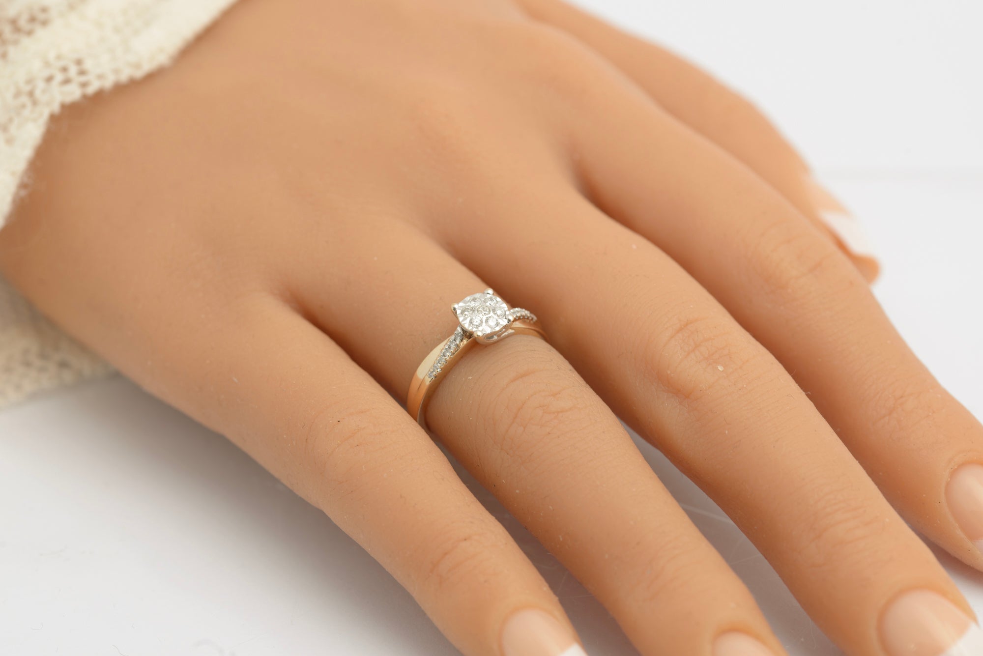 Vintage 9ct Gold & Natural Diamond Multi Set Ring With Crossover Head Size M (C2678)