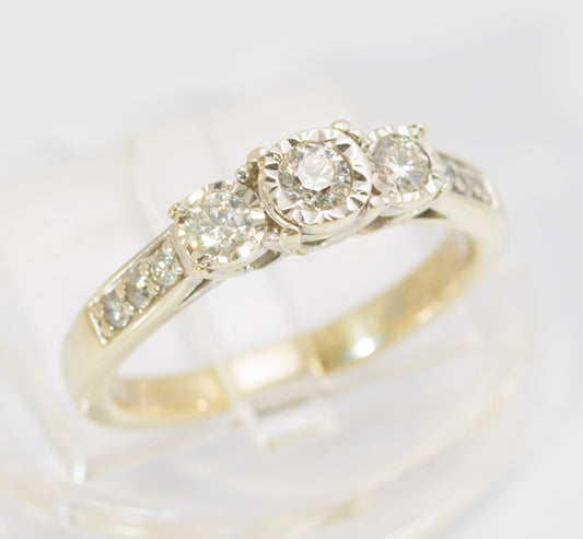 Vintage 9ct Gold & 0.33TCW Natural Diamond Engagement Ring Hallmarked Size K (C2679)