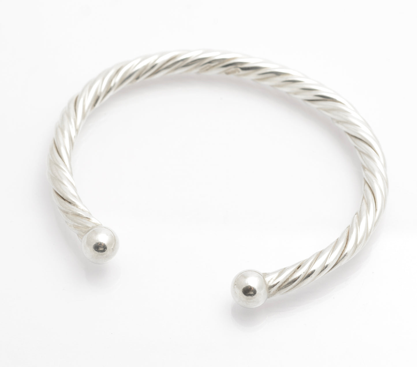 Vintage 925 Sterling Silver Twisted Band Torque Bangle London Hallmark (C2682)