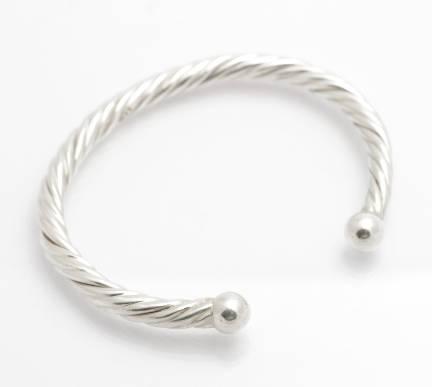 Vintage 925 Sterling Silver Twisted Band Torque Bangle London Hallmark (C2682)