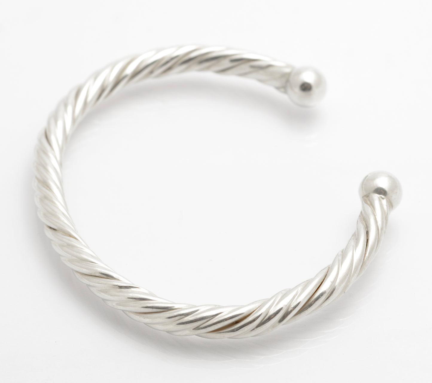 Vintage 925 Sterling Silver Twisted Band Torque Bangle London Hallmark (C2682)