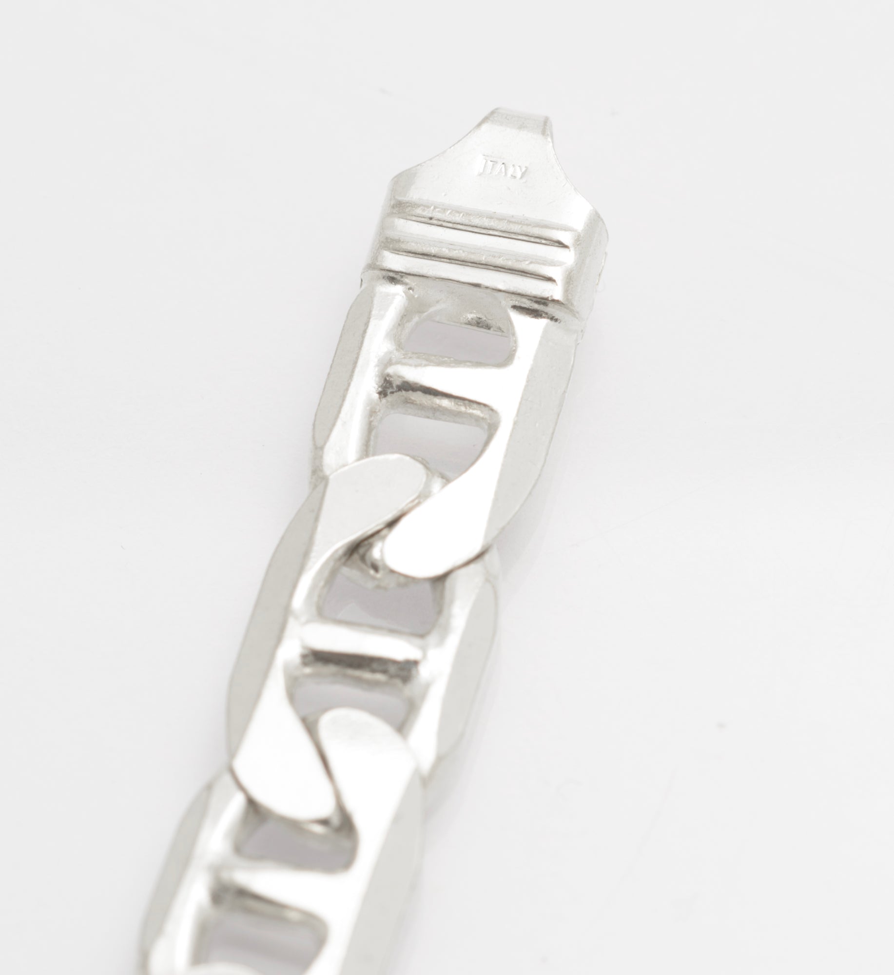 Vintage 925 Sterling Silver Italian Made Mariner Link Curb Chain Bracelet (C2686)