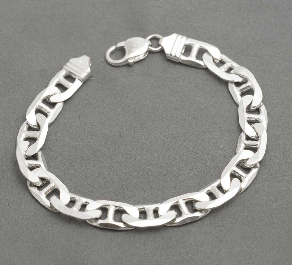 Vintage 925 Sterling Silver Italian Made Mariner Link Curb Chain Bracelet (C2686)