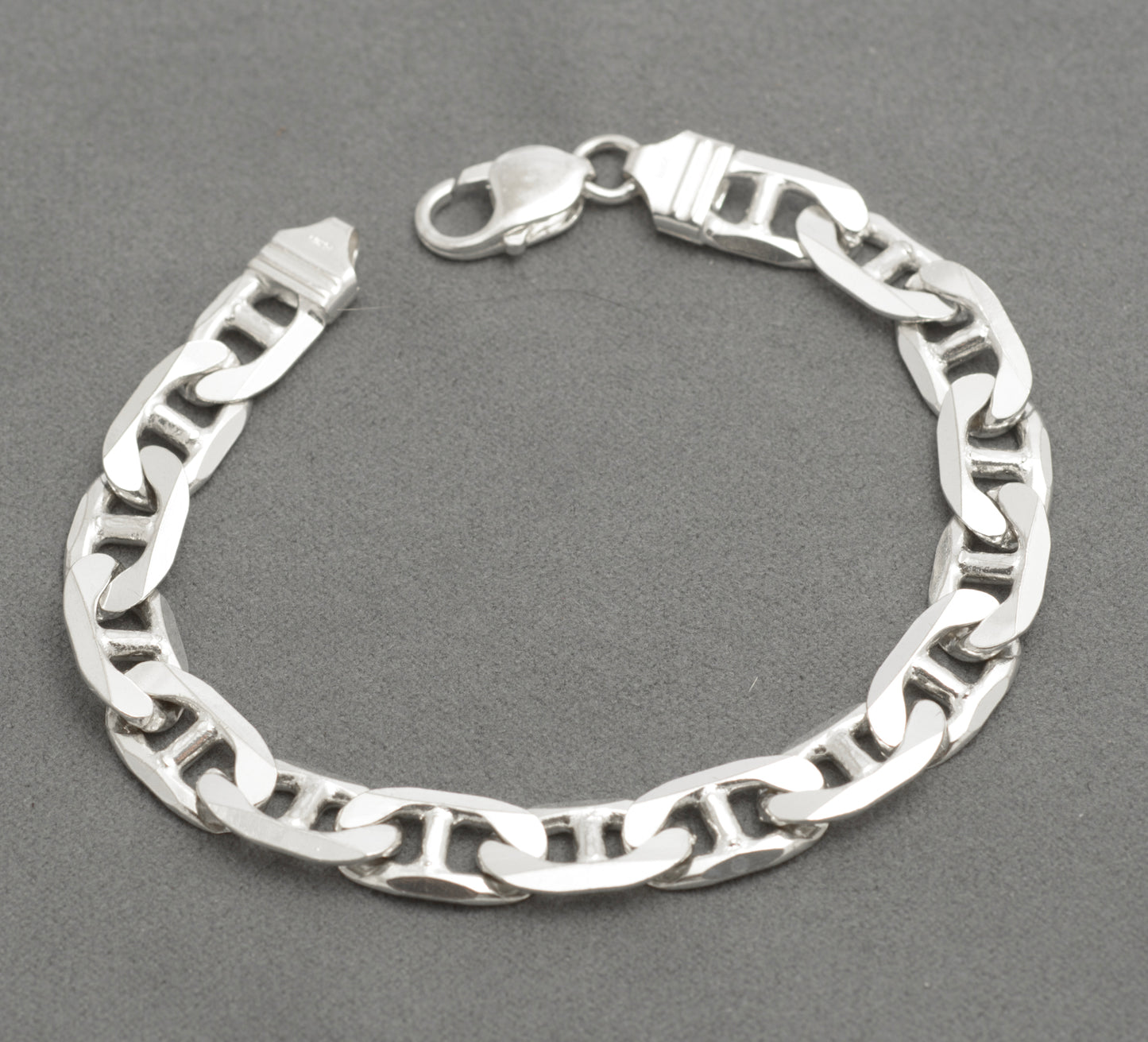 Vintage 925 Sterling Silver Italian Made Mariner Link Curb Chain Bracelet (C2686)