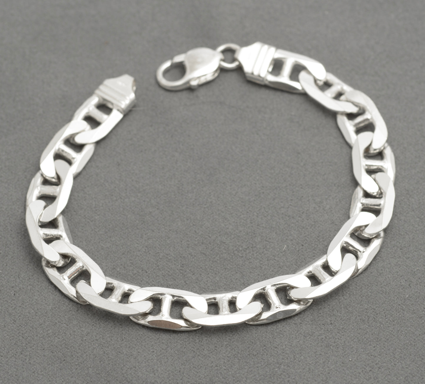 Vintage 925 Sterling Silver Italian Made Mariner Link Curb Chain Bracelet (C2686)