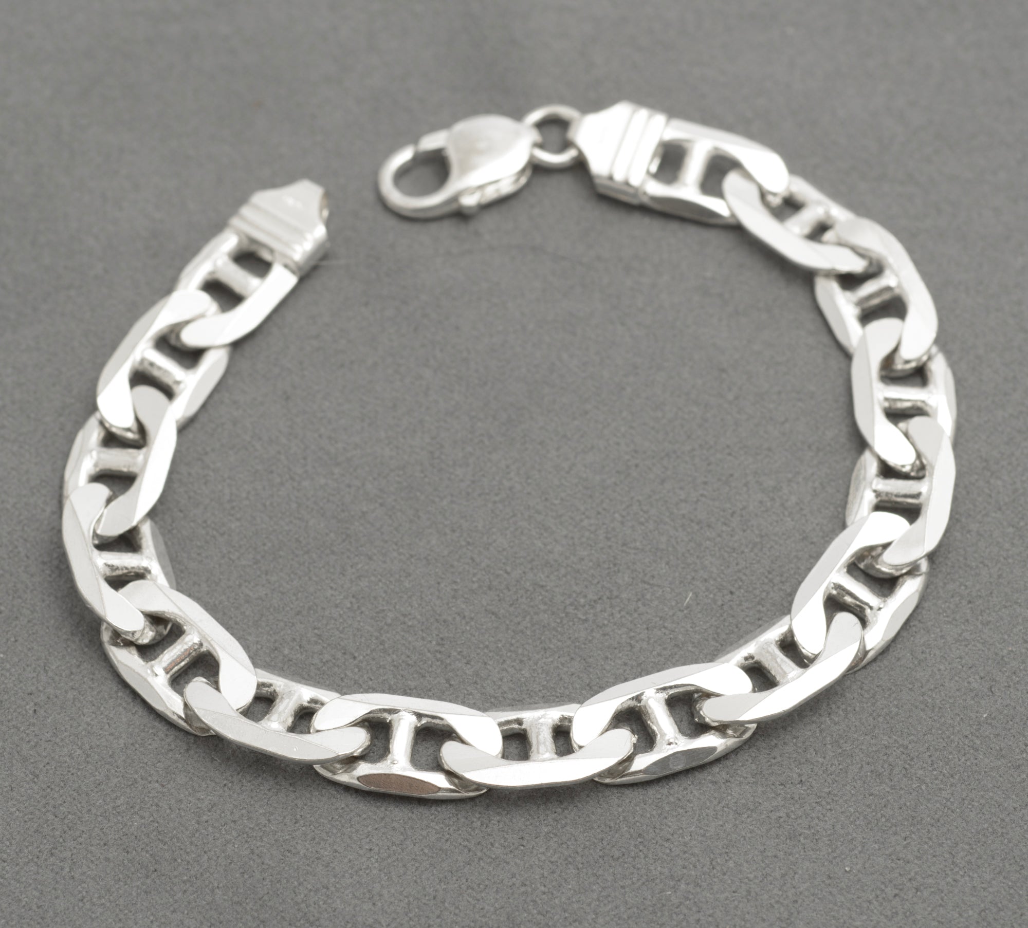 Vintage 925 Sterling Silver Italian Made Mariner Link Curb Chain Bracelet (C2686)