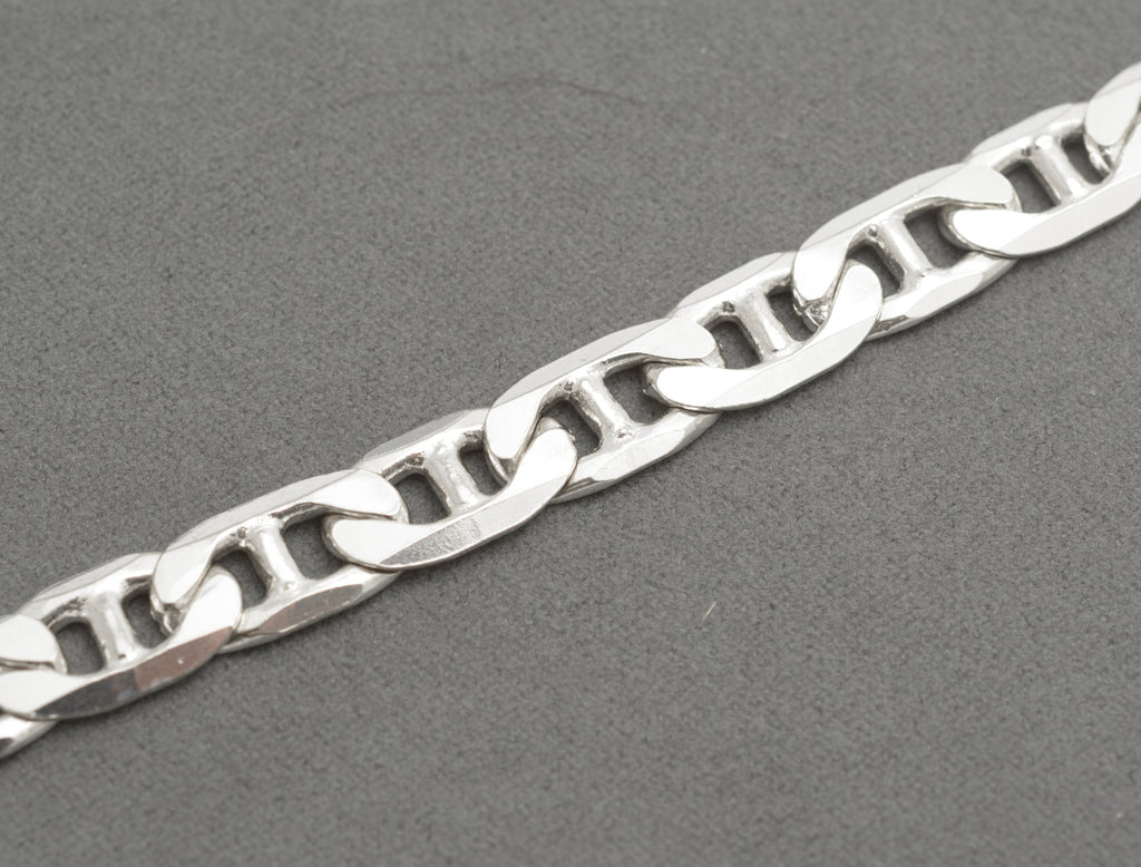 Vintage 925 Sterling Silver Italian Made Mariner Link Curb Chain Bracelet (C2686)