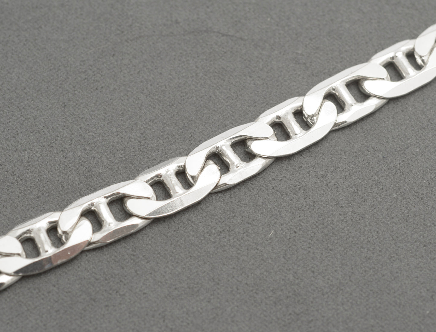 Vintage 925 Sterling Silver Italian Made Mariner Link Curb Chain Bracelet (C2686)