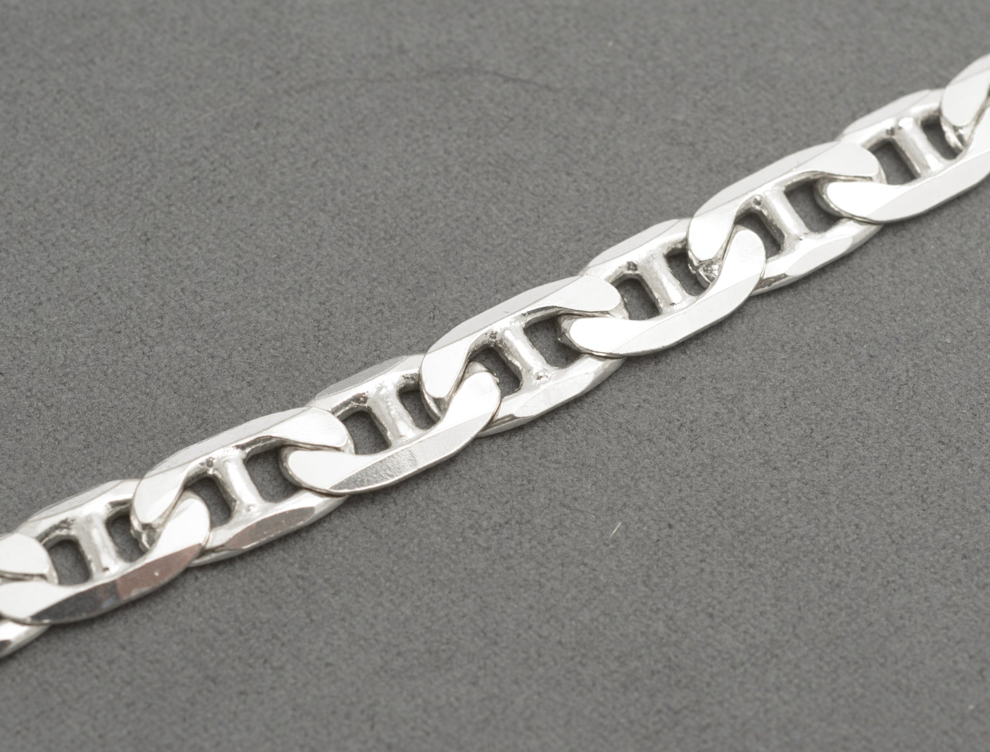 Vintage 925 Sterling Silver Italian Made Mariner Link Curb Chain Bracelet (C2686)