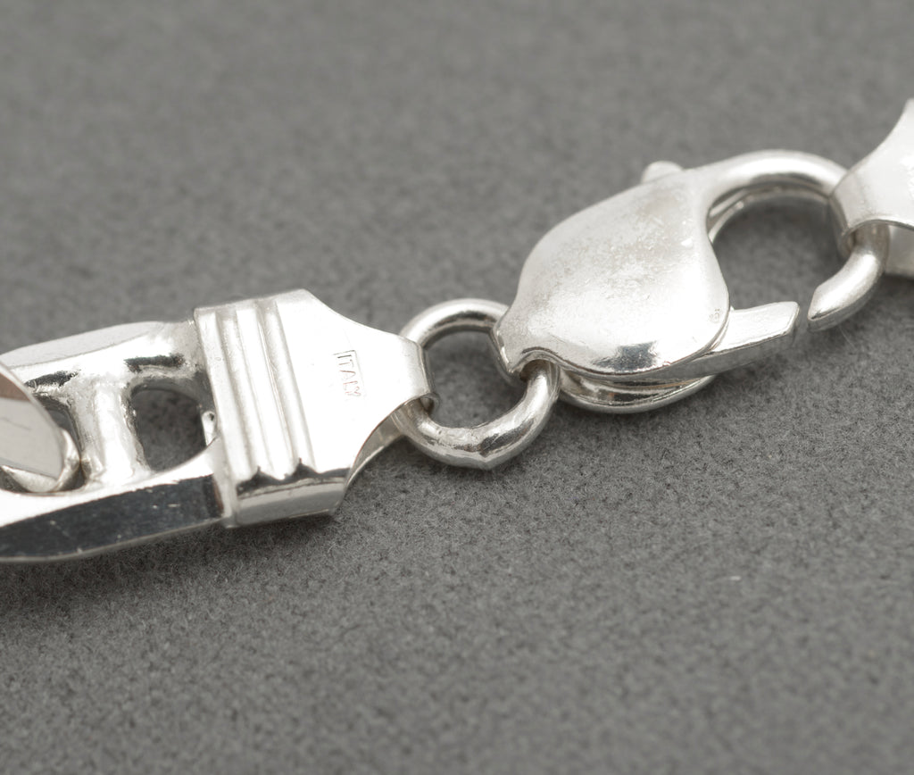 Vintage 925 Sterling Silver Italian Made Mariner Link Curb Chain Bracelet (C2686)