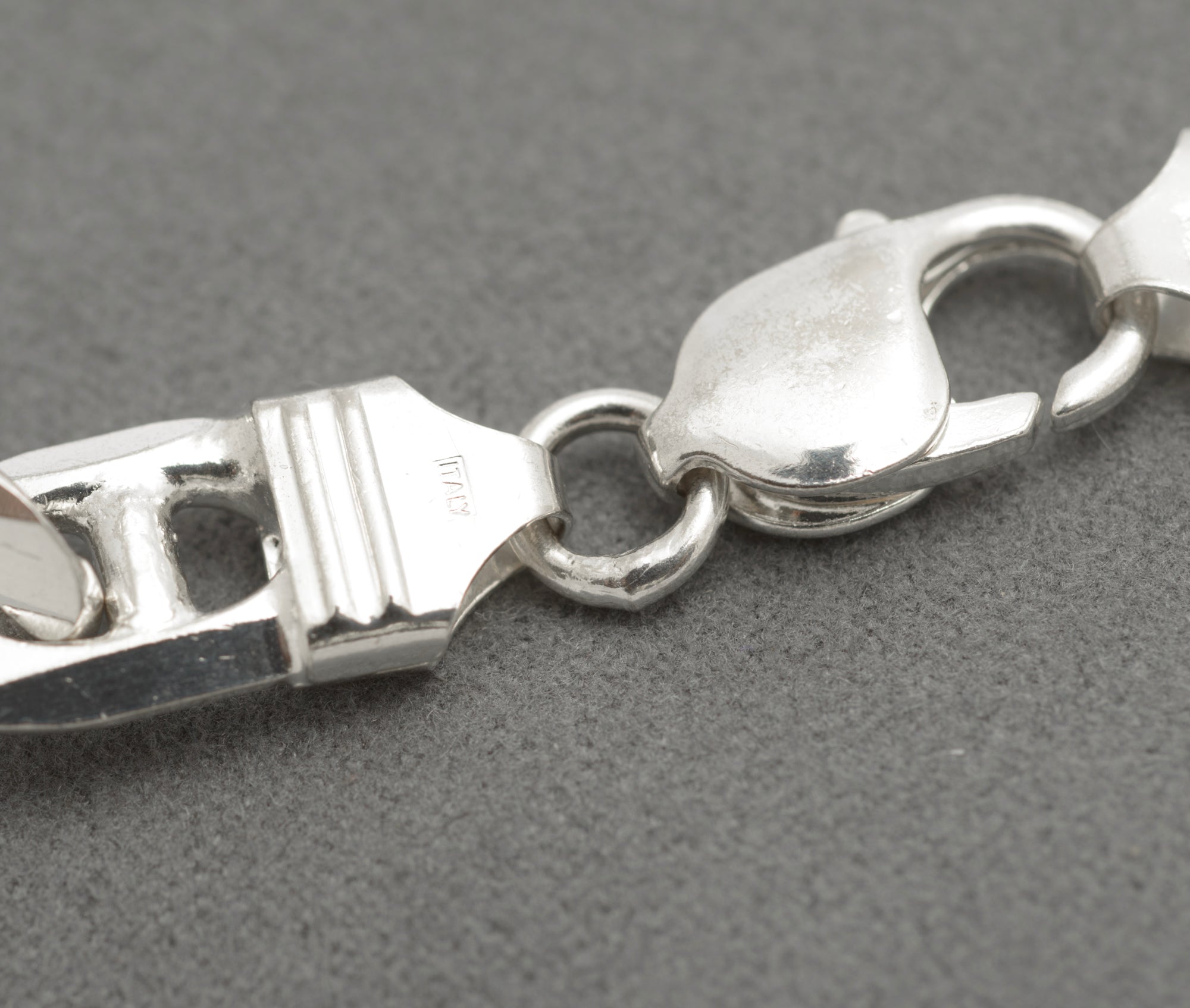 Vintage 925 Sterling Silver Italian Made Mariner Link Curb Chain Bracelet (C2686)