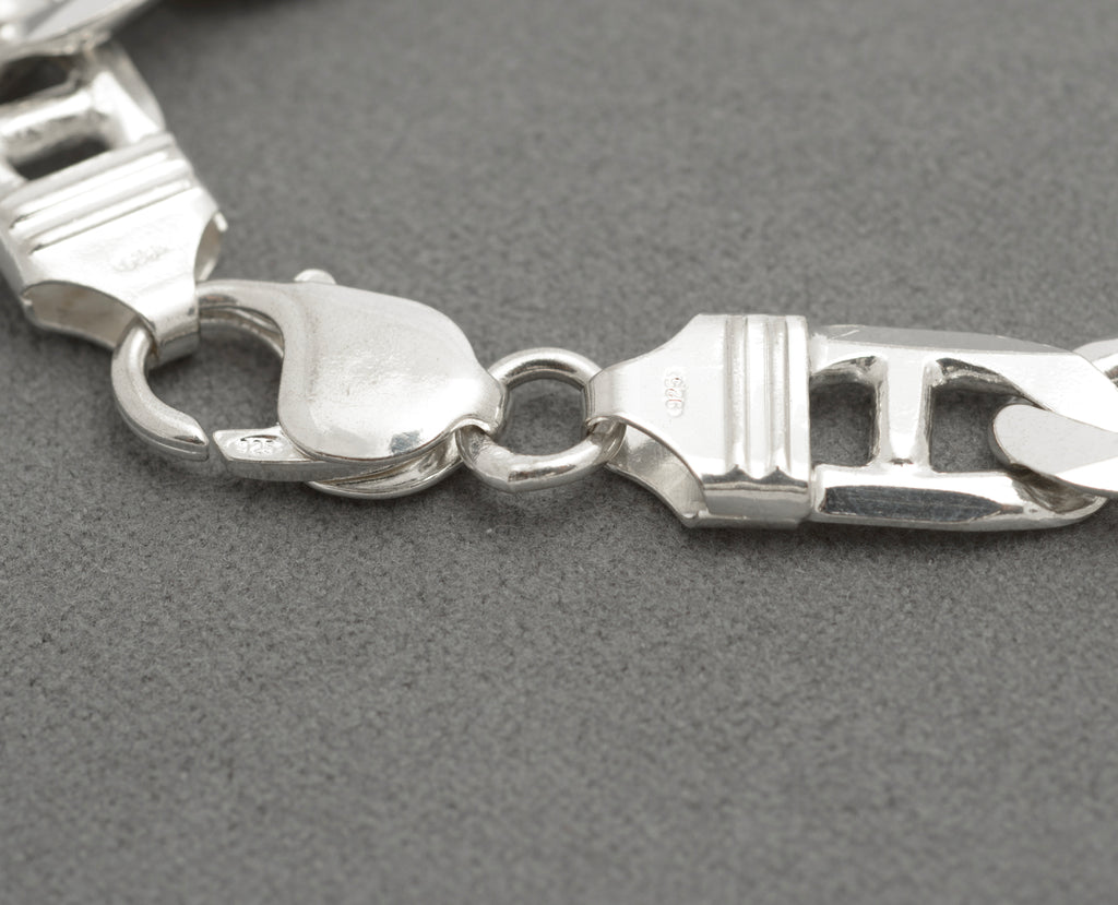 Vintage 925 Sterling Silver Italian Made Mariner Link Curb Chain Bracelet (C2686)
