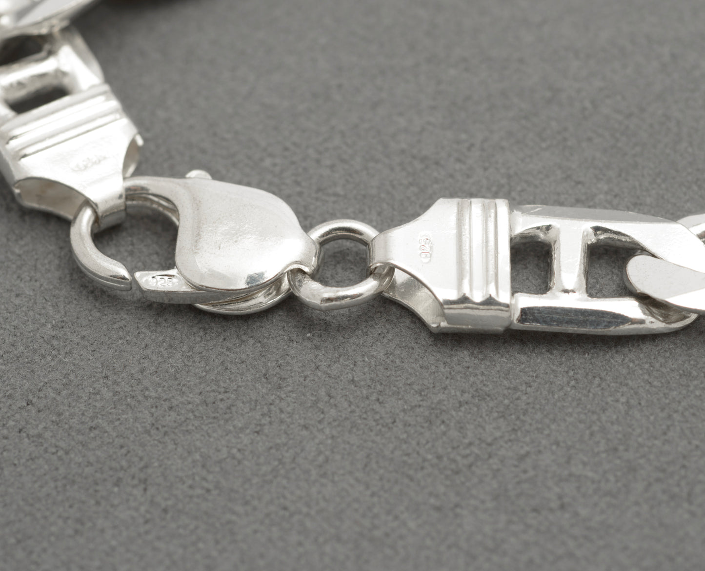 Vintage 925 Sterling Silver Italian Made Mariner Link Curb Chain Bracelet (C2686)