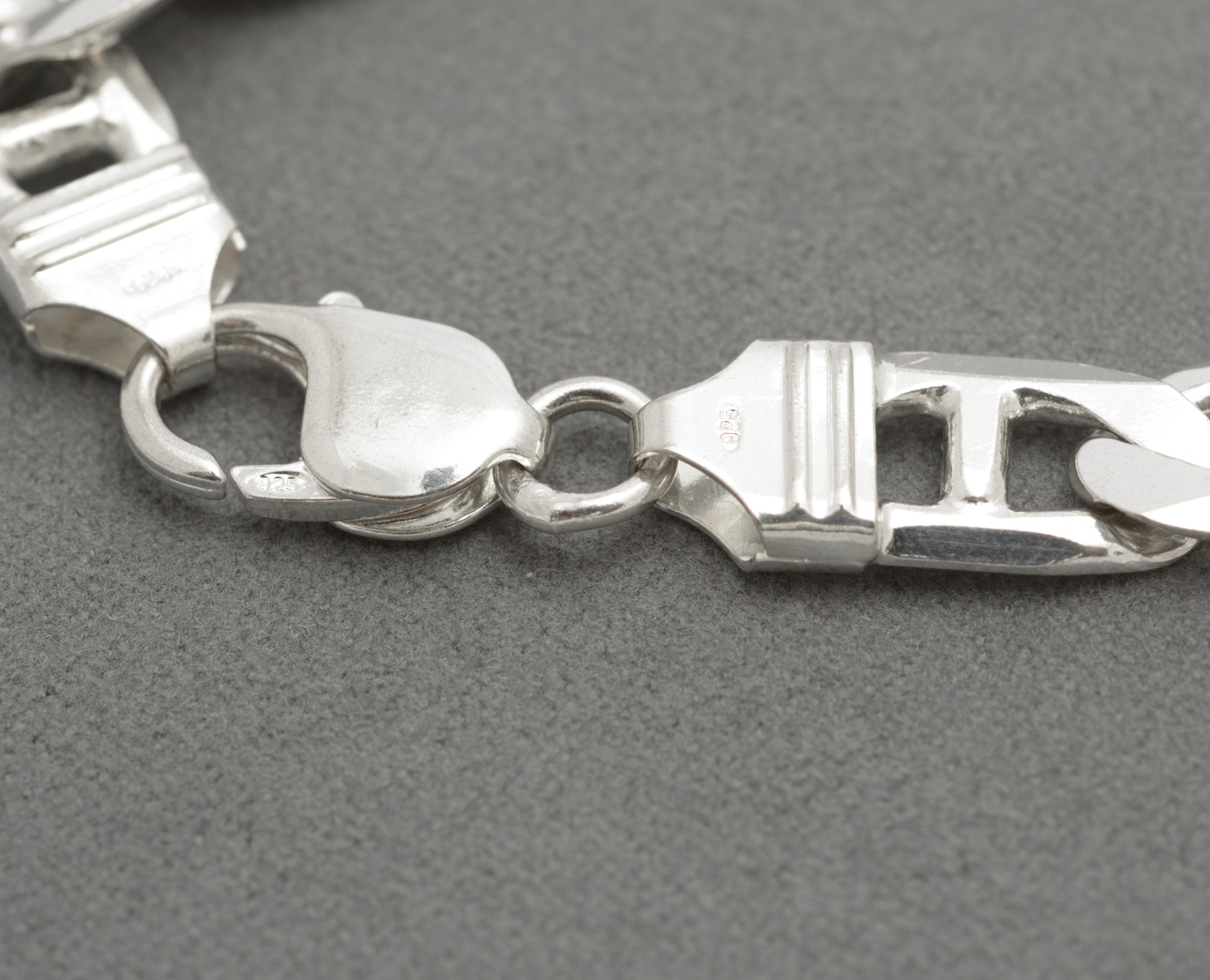 Vintage 925 Sterling Silver Italian Made Mariner Link Curb Chain Bracelet (C2686)