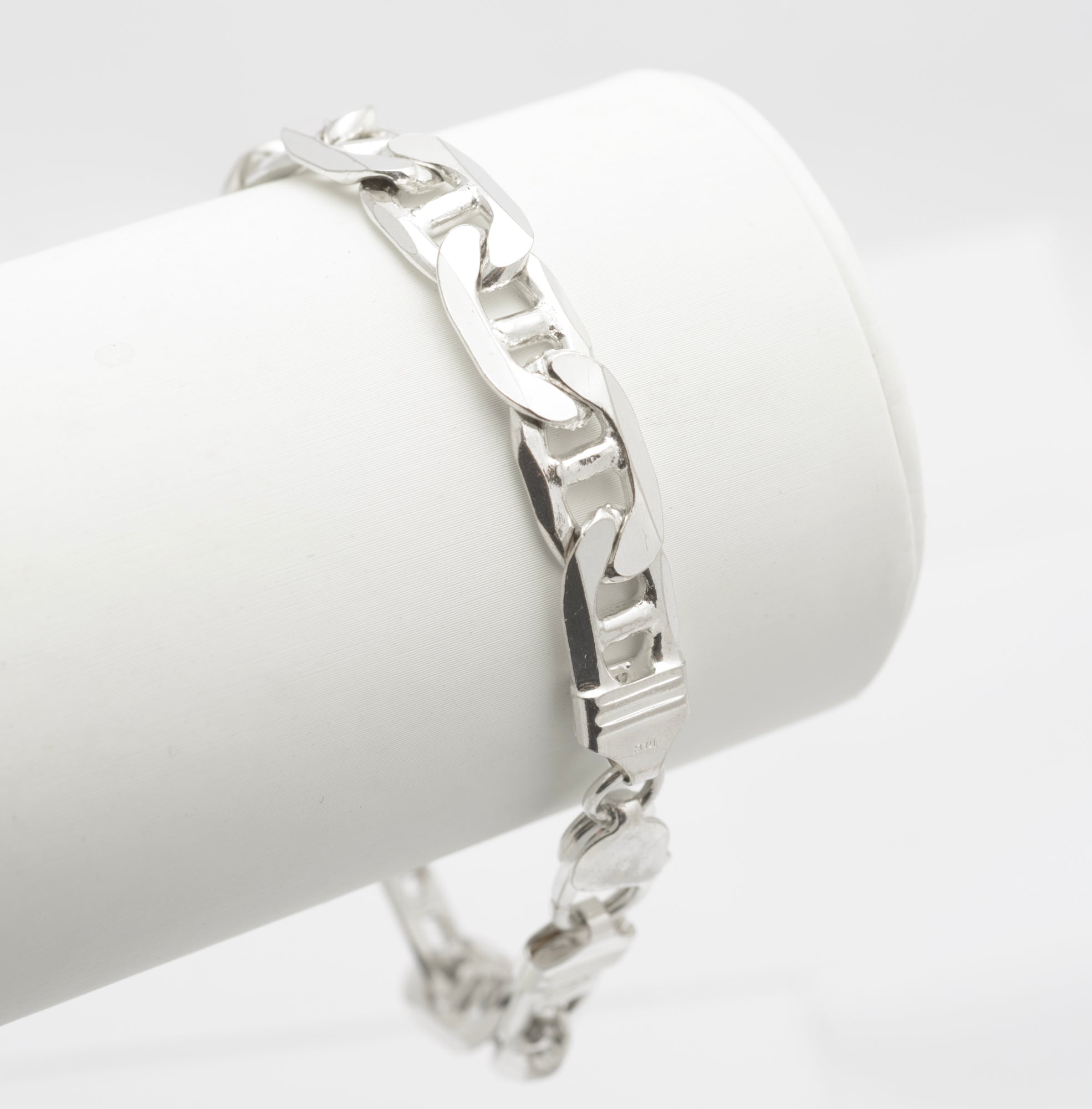 Vintage 925 Sterling Silver Italian Made Mariner Link Curb Chain Bracelet (C2686)