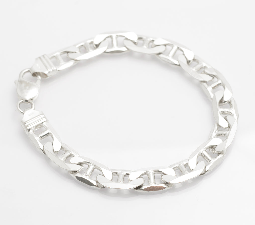 Vintage 925 Sterling Silver Italian Made Mariner Link Curb Chain Bracelet (C2686)
