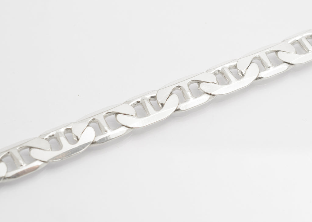 Vintage 925 Sterling Silver Italian Made Mariner Link Curb Chain Bracelet (C2686)