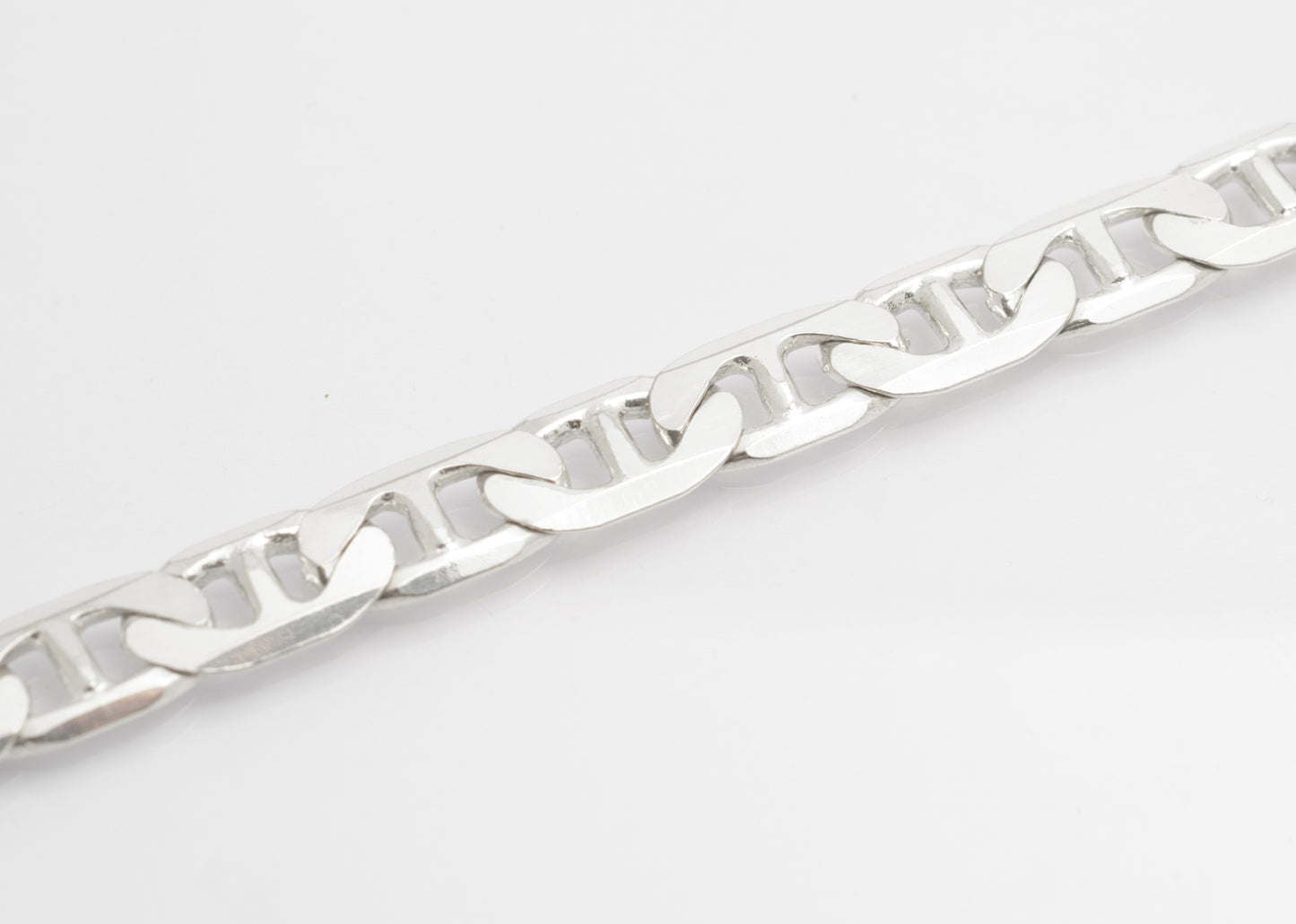 Vintage 925 Sterling Silver Italian Made Mariner Link Curb Chain Bracelet (C2686)