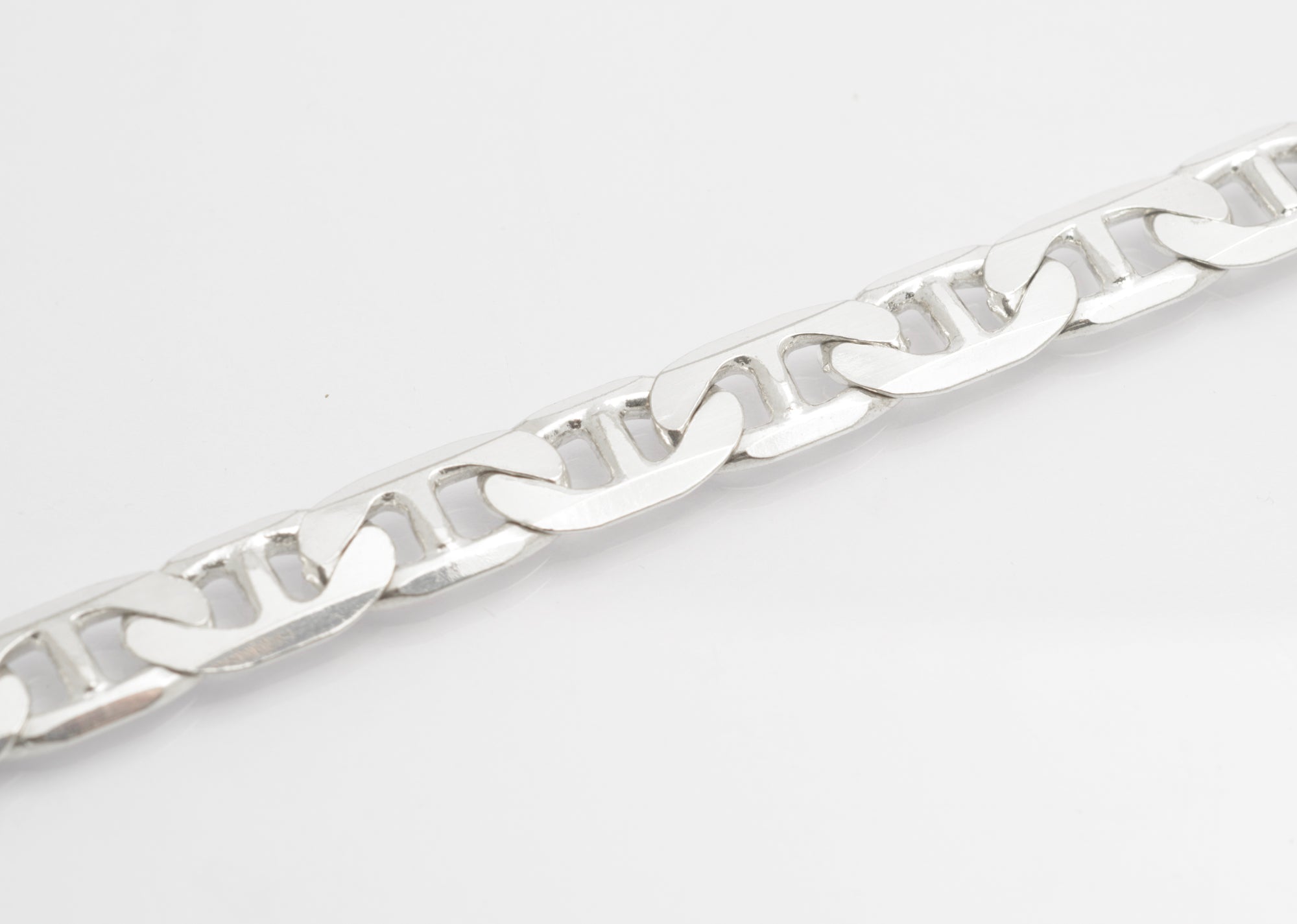 Vintage 925 Sterling Silver Italian Made Mariner Link Curb Chain Bracelet (C2686)