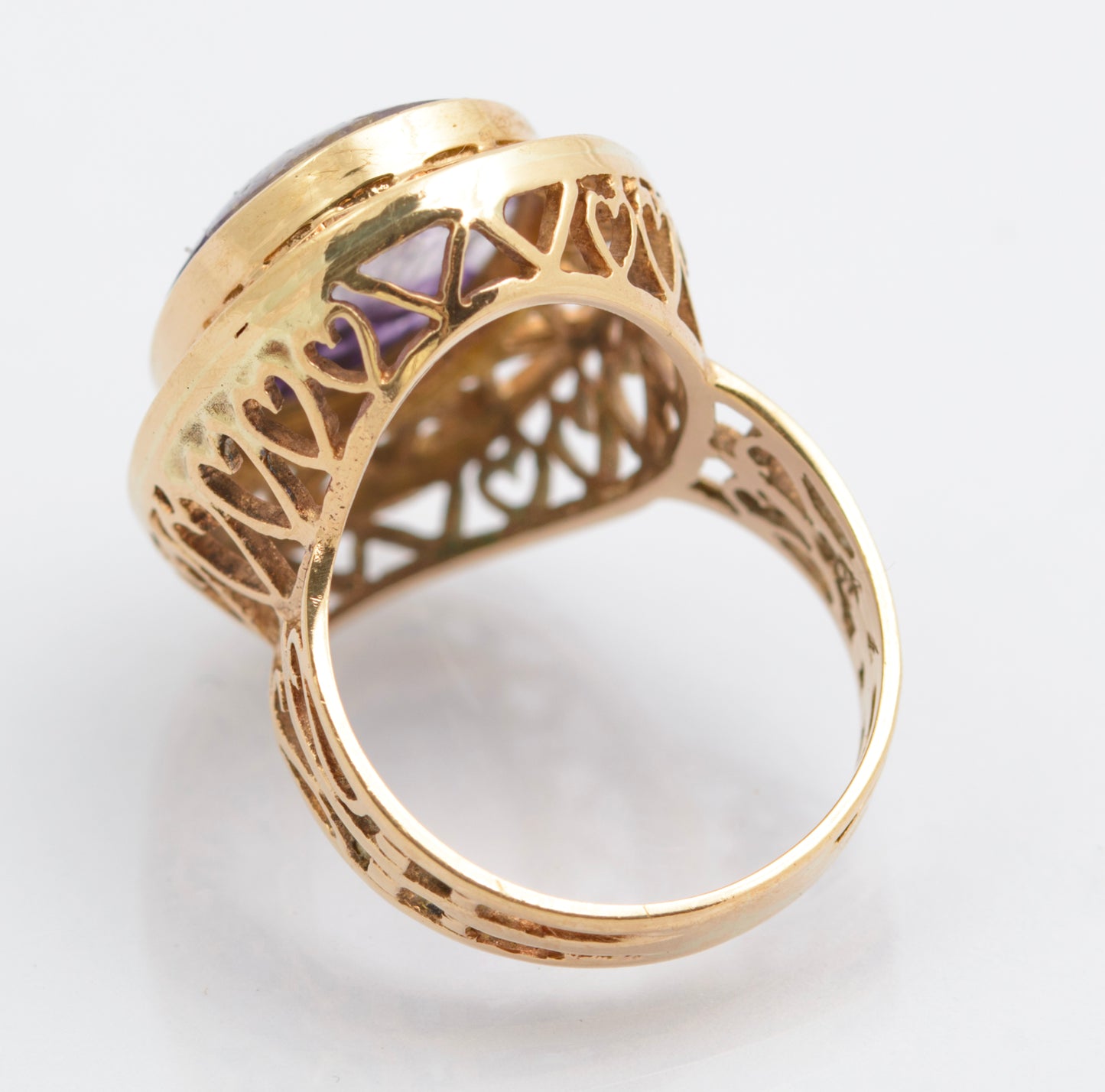 Vintage 9ct Gold Dress Ring With Large Natural Blue John Cabochon Size K (C2695)