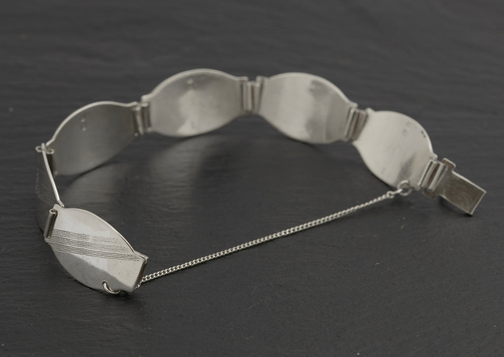 Vintage Art Deco Sterling Silver Panel Bracelet London Hallmark 1945 - 17cm (C2700)
