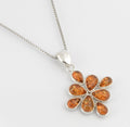 Vintage Sterling Silver & Natural Amber Pendant Necklace On Box Chain (C2702)