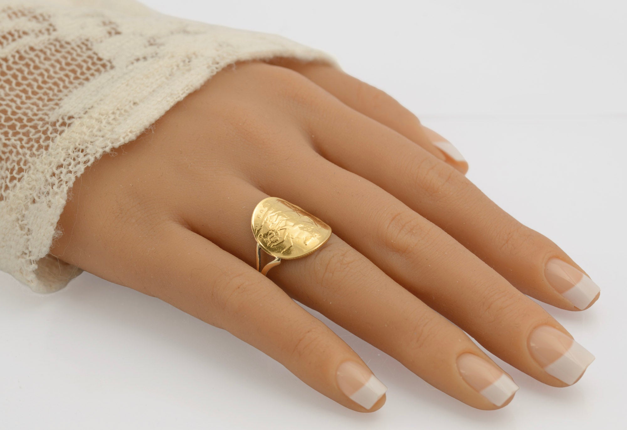 Antique Edwardian 22ct Half Sovereign Coin Ring With 9ct Gold Band