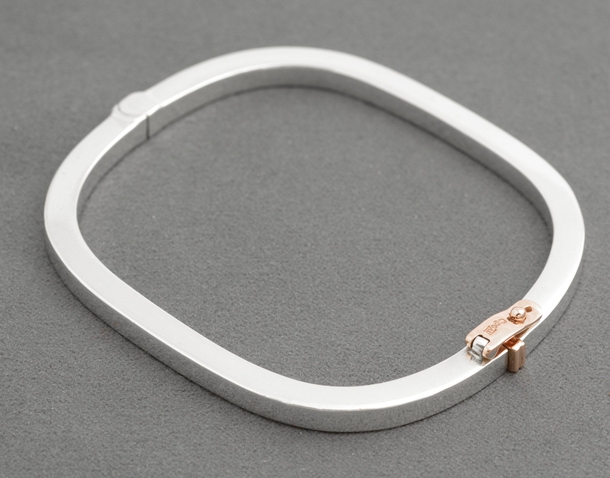 Vintage Clogau Sterling Silver & Welsh Rose Gold Cariad (Love) Bangle Bracelet  (C2705)