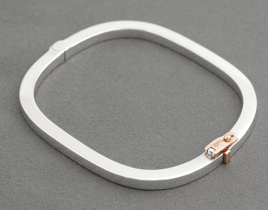 Vintage Clogau Sterling Silver & Welsh Rose Gold Cariad (Love) Bangle Bracelet  (C2705)