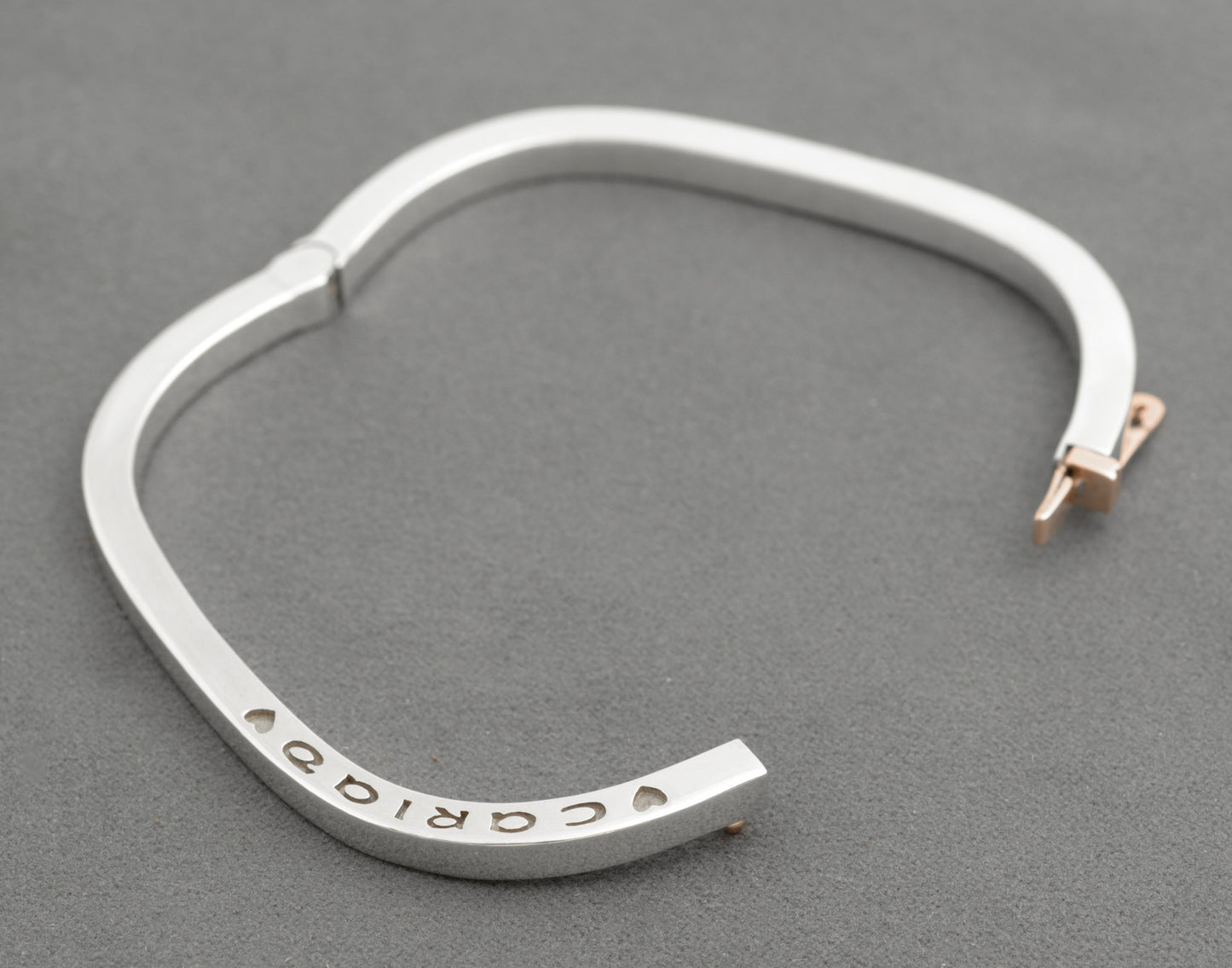 Vintage Clogau Sterling Silver & Welsh Rose Gold Cariad (Love) Bangle Bracelet  (C2705)