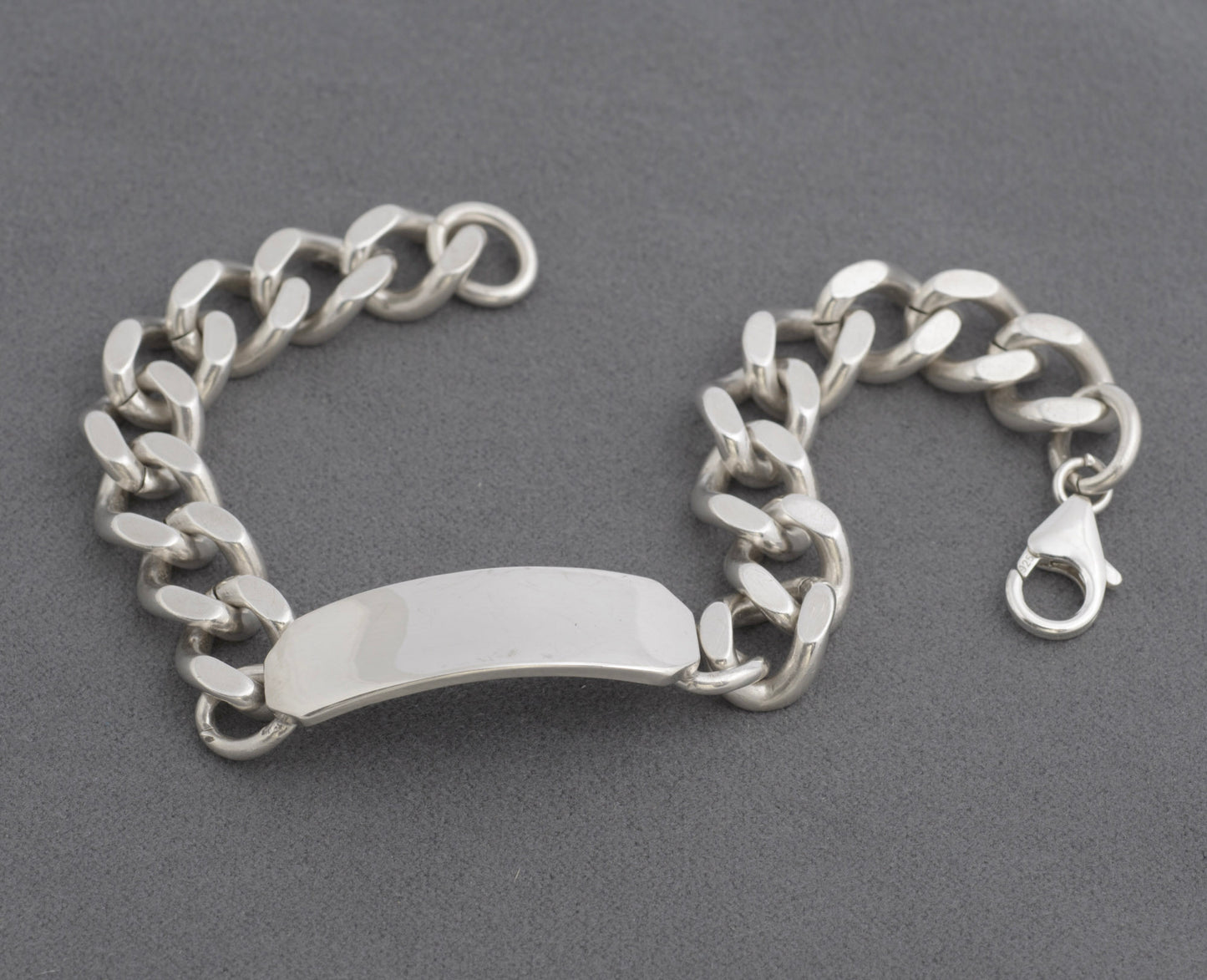Vintage Chunky Sterling Silver ID Tag Identity Curb Link Bracelet Hallmarked 1970's (C2706)