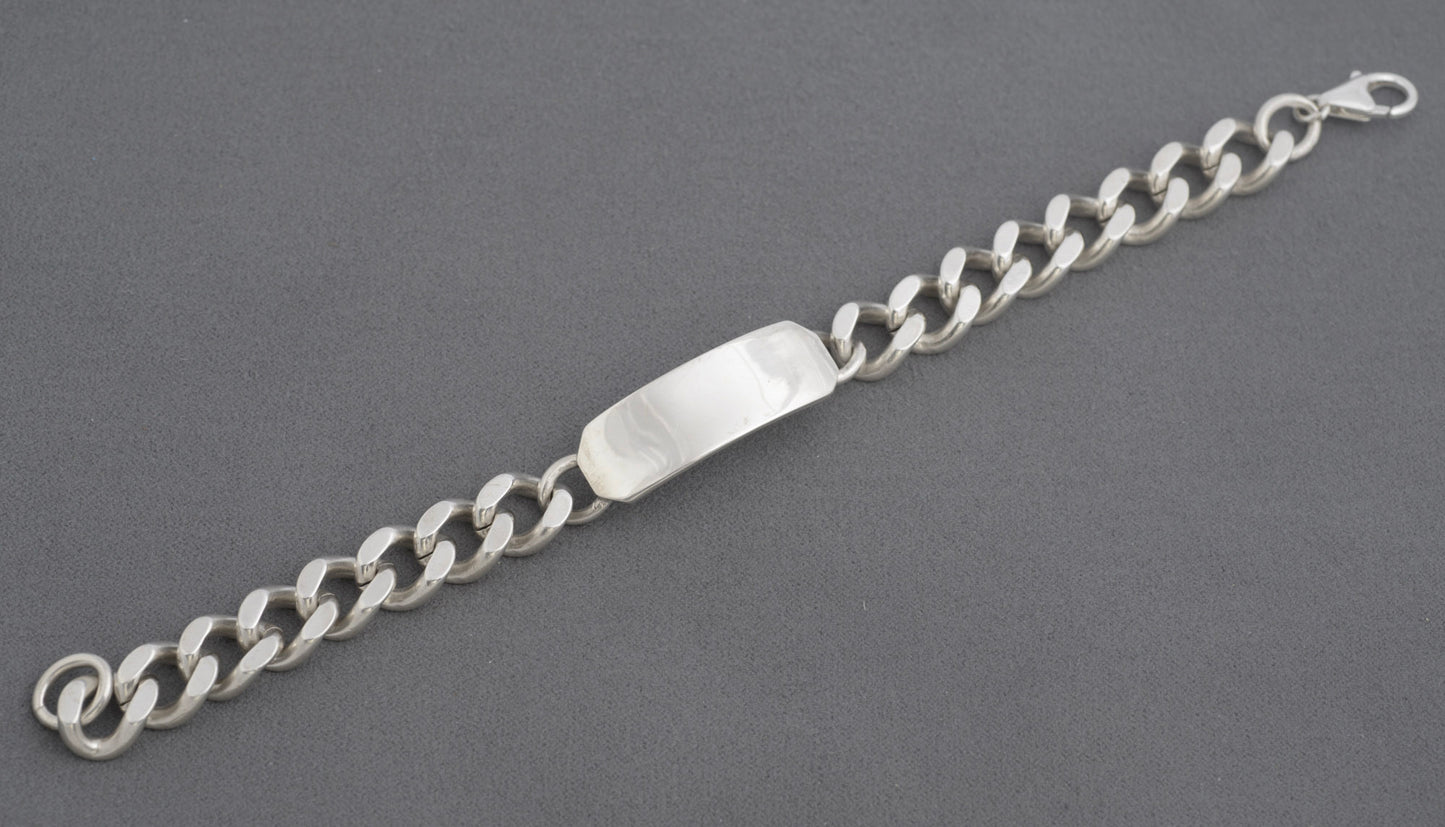 Vintage Chunky Sterling Silver ID Tag Identity Curb Link Bracelet Hallmarked 1970's (C2706)