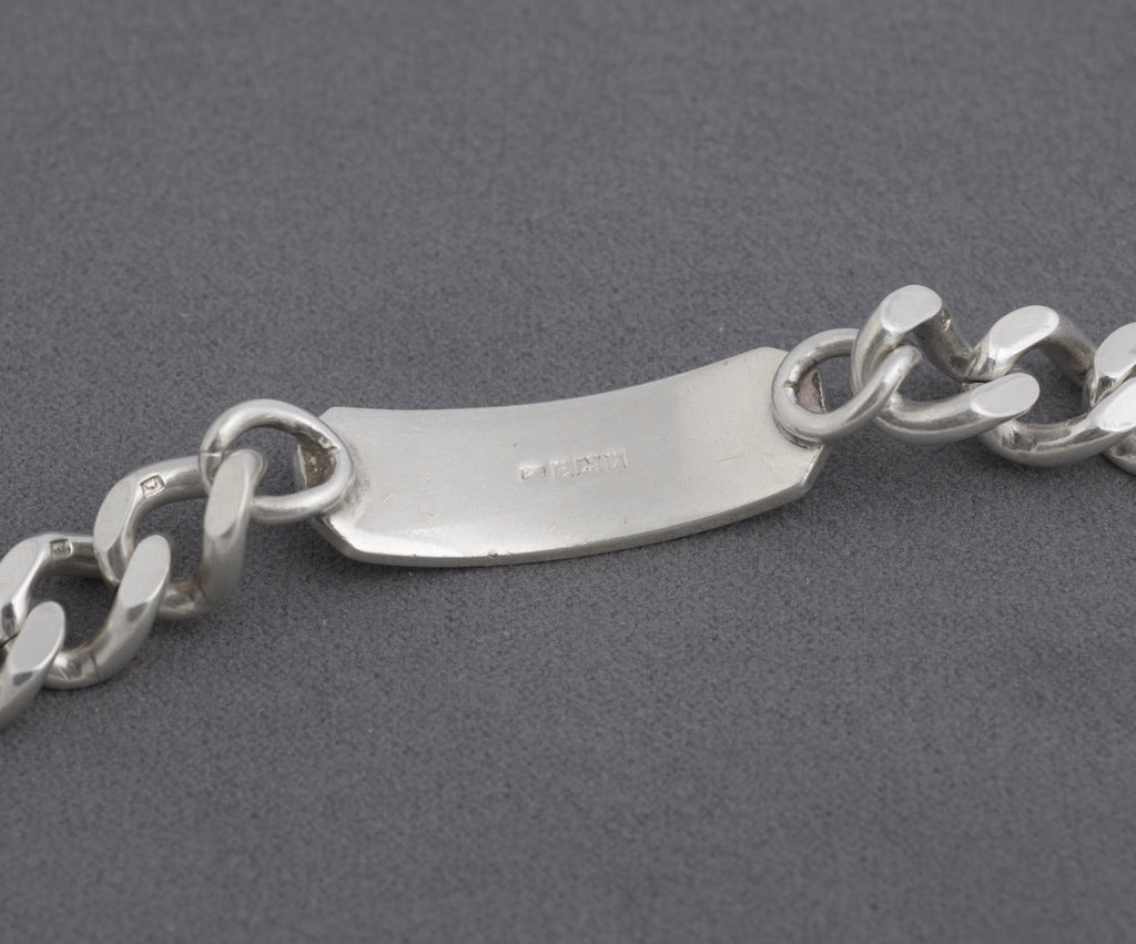 Vintage Chunky Sterling Silver ID Tag Identity Curb Link Bracelet Hallmarked 1970's (C2706)